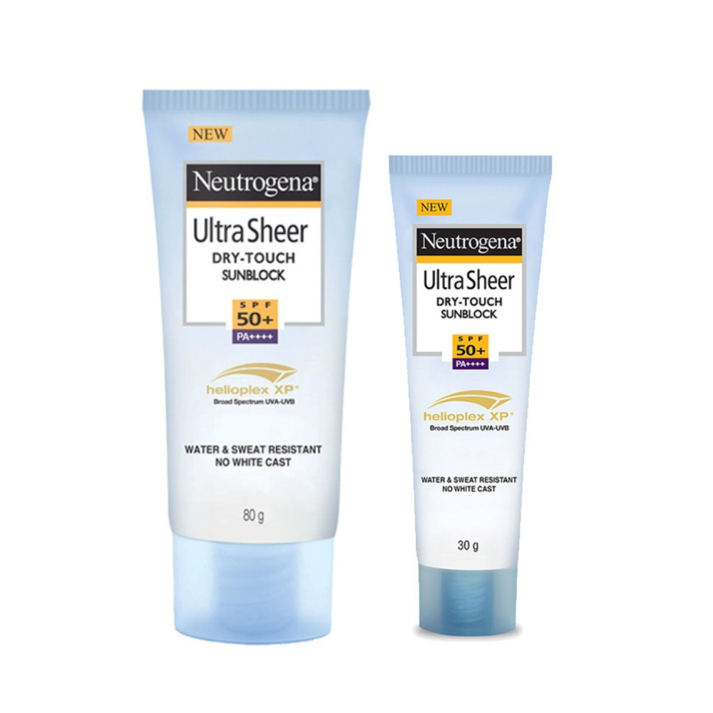 Neutrogena Ultrasheer SPF50+ PA+++ Ultra Light Face Sunscreen For Dry & Oily Skin Home+Travel Combo | Grocsy