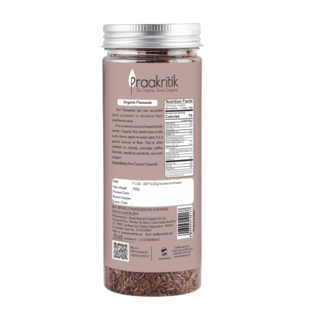 Praakritik Organic Raw Flaxseeds | Grocsy