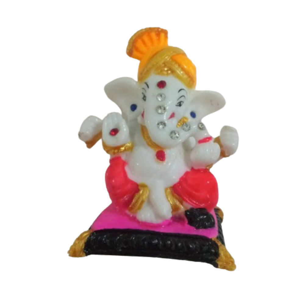 Puja N Pujari Ganesha Golden Color Showpiece Idol For Car Dashboard | Grocsy