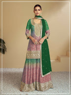 Vastranavya Bandhej Printed Chinon Chiffon Embroidered Sequins Pakistani Suit | Grocsy