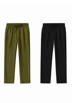 Fabmade Men’S Linen Pajama Combo – Olive & Black(Pack Of 2) | Grocsy