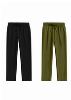 Fabmade Men’S Linen Pajama Combo – Olive & Black(Pack Of 2) | Grocsy