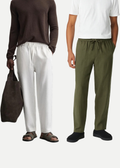 Fabmade Men’S Linen Pajama Combo – Olive & White (Pack Of 2) | Grocsy