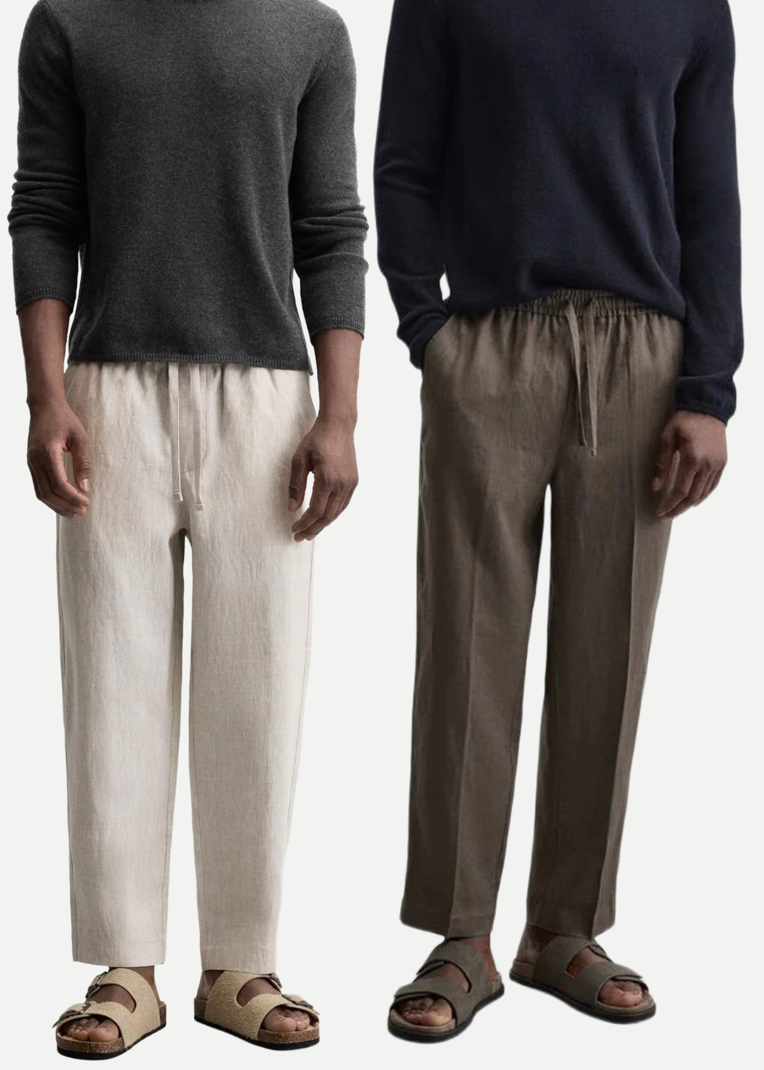 Fabmade Men’S Linen Pajama Combo – Beige & Brown (Pack Of 2) | Grocsy