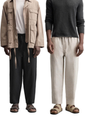 Fabmade Men’S Linen Pajama Combo – Beige & Black (Pack Of 2) | Grocsy