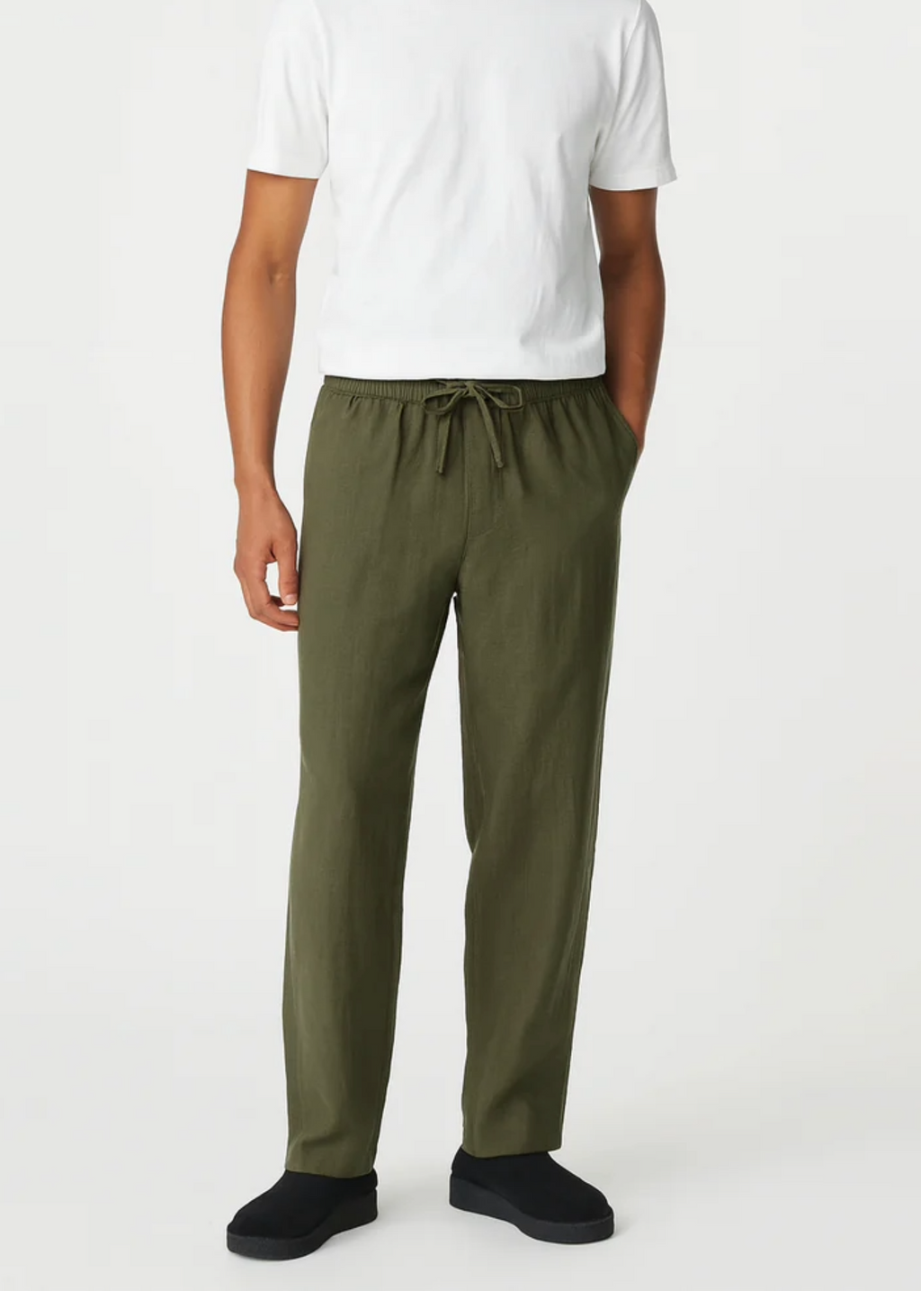 Fabmade Olive Green Cotton Linen Pajama For Men | Grocsy