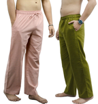 Fabmade Peach & Olive Combo Linen Pajama | Grocsy