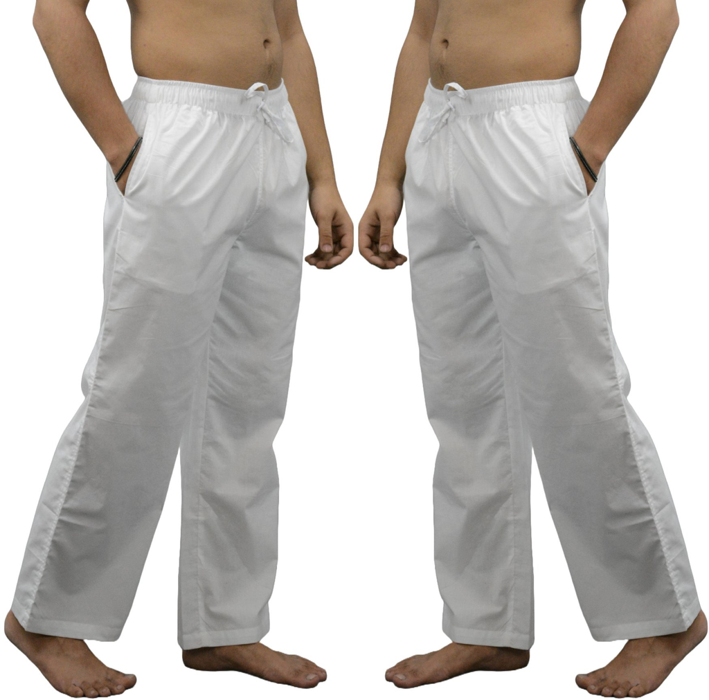 Fabmade Pack Of 2 White Combo Men Pajama | Grocsy