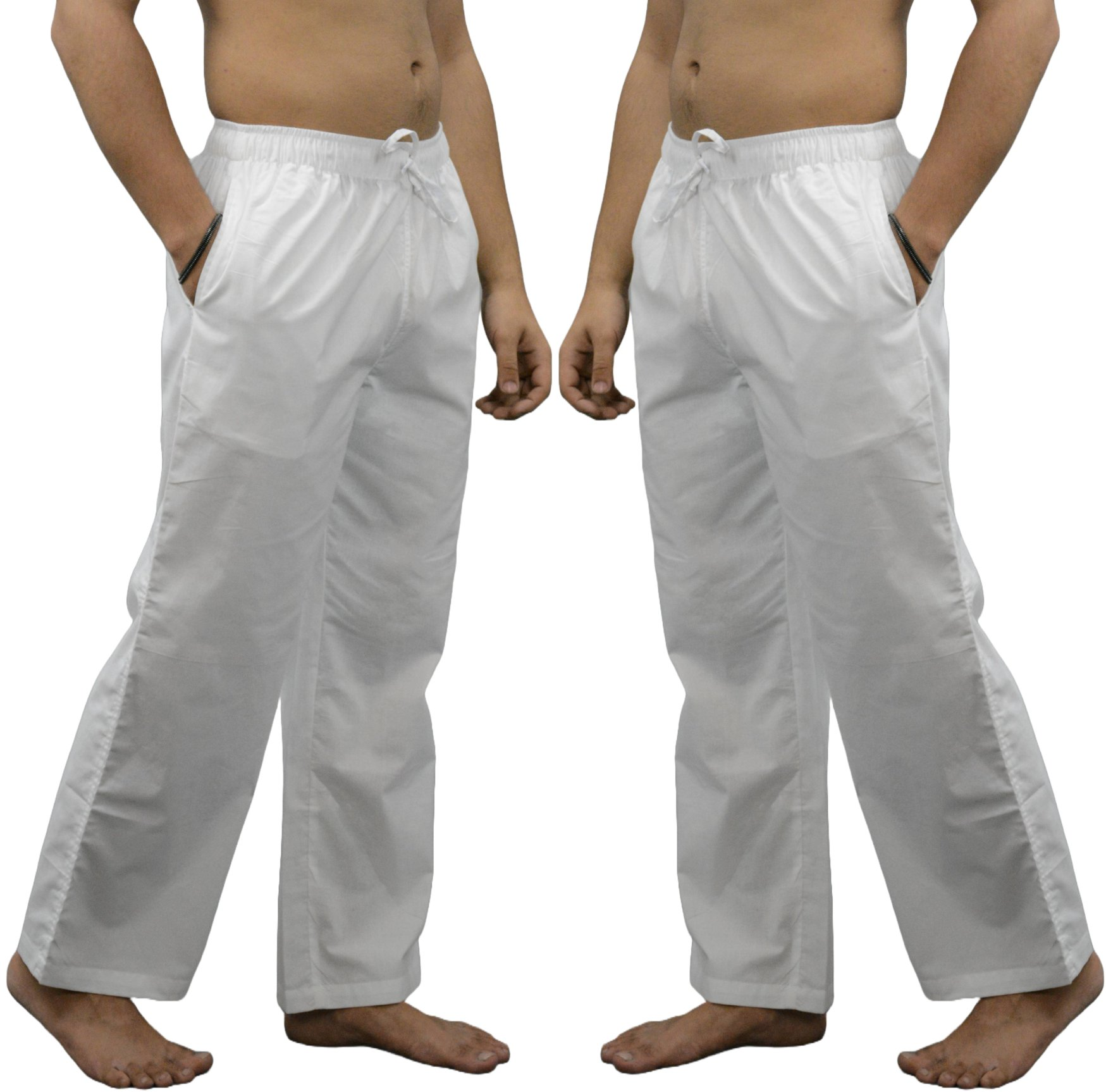 Fabmade Pack Of 2 White Combo Men Pajama | Grocsy