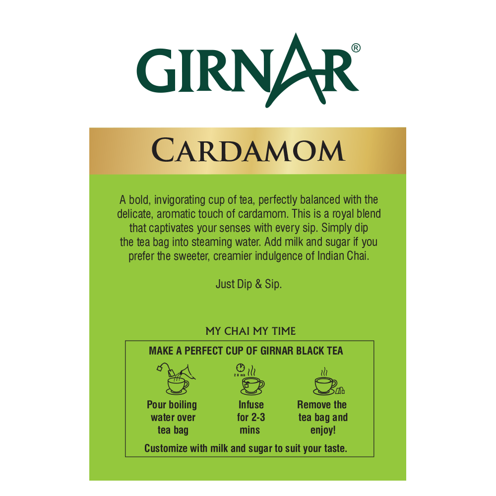 Girnar Black Tea Bags - Elaichi | Grocsy