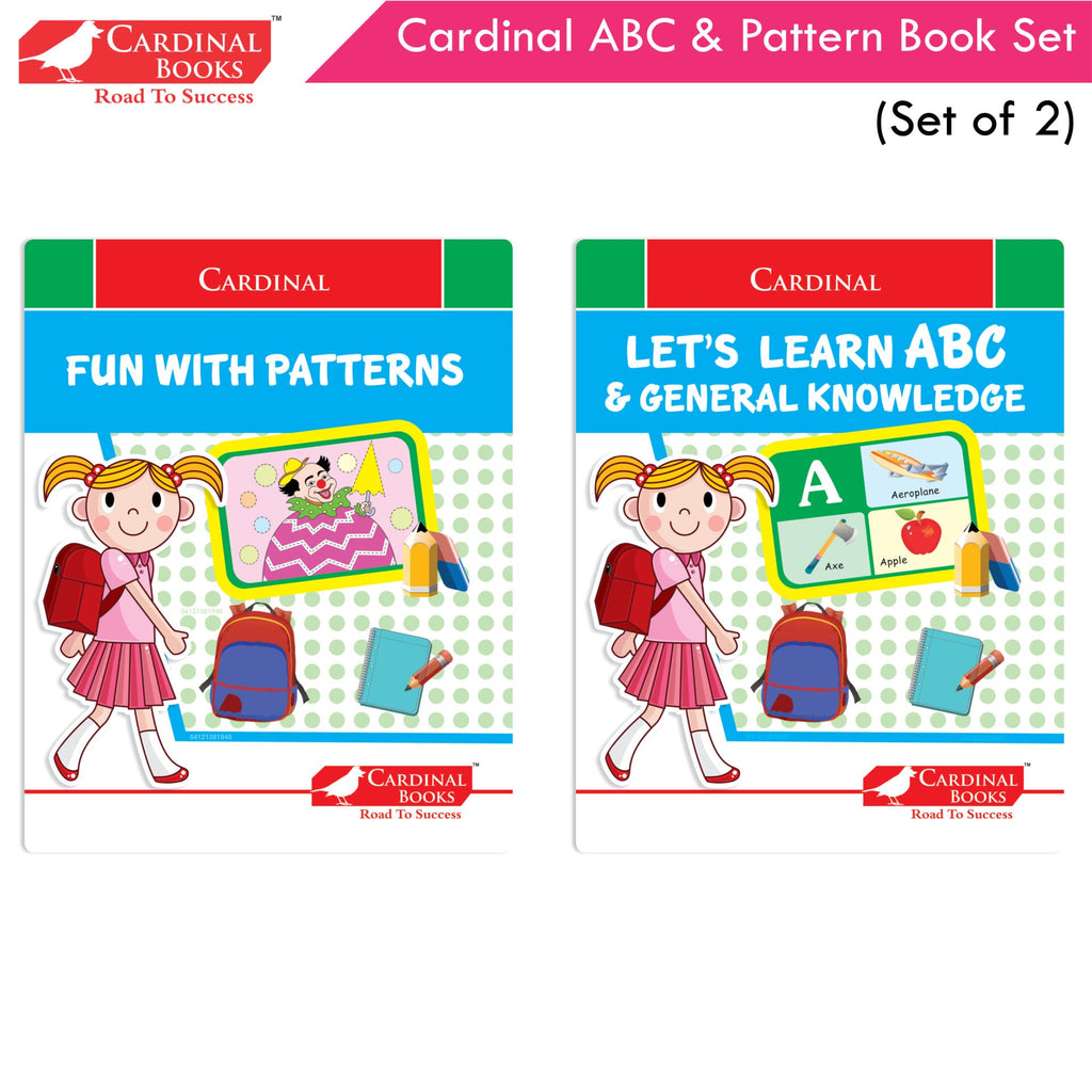 Cardinal ABC & Pattern Book Set (Set Of 2)| Alphabet Picture Book|General Knowledge Book|Pattern Writing Book| Combo Book for Kids| Ages 3-5 Years | Grocsy