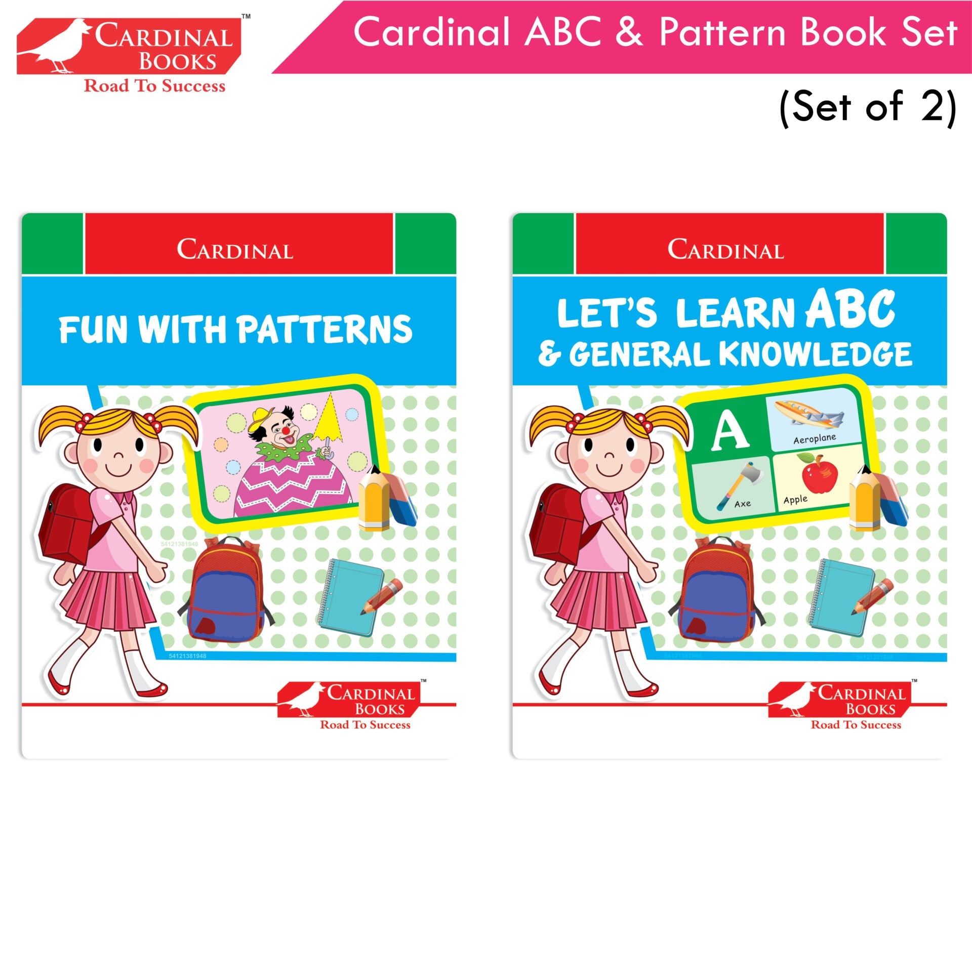 Cardinal ABC & Pattern Book Set (Set Of 2)| Alphabet Picture Book|General Knowledge Book|Pattern Writing Book| Combo Book for Kids| Ages 3-5 Years | Grocsy