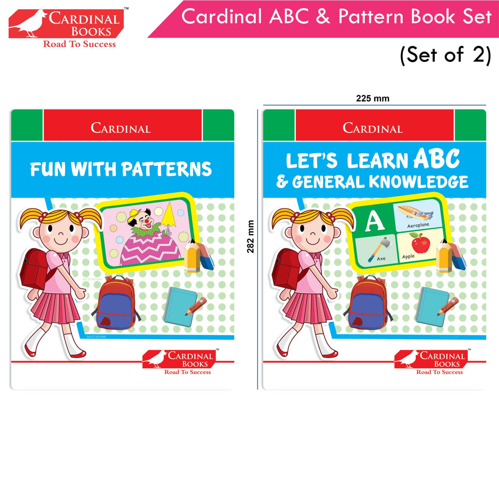 Cardinal ABC & Pattern Book Set (Set Of 2)| Alphabet Picture Book|General Knowledge Book|Pattern Writing Book| Combo Book for Kids| Ages 3-5 Years | Grocsy