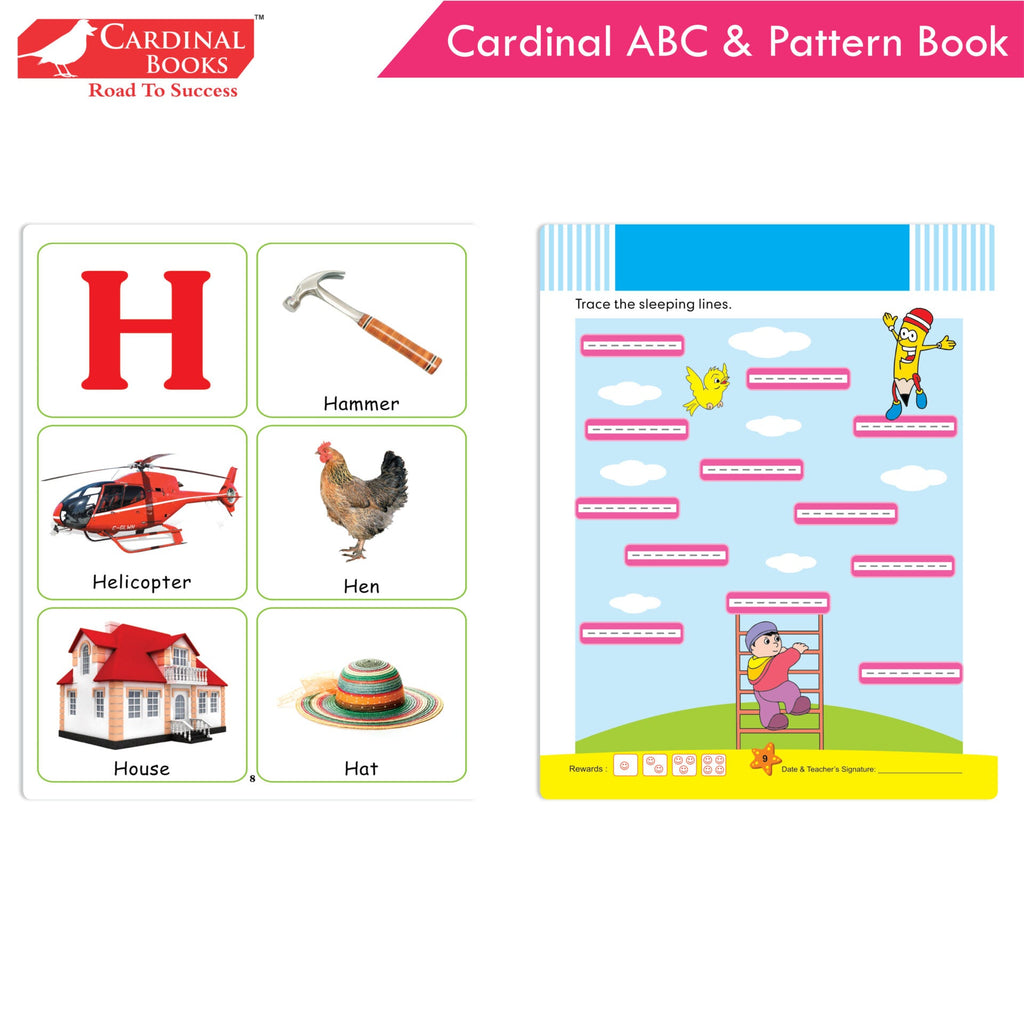 Cardinal ABC & Pattern Book Set (Set Of 2)| Alphabet Picture Book|General Knowledge Book|Pattern Writing Book| Combo Book for Kids| Ages 3-5 Years | Grocsy