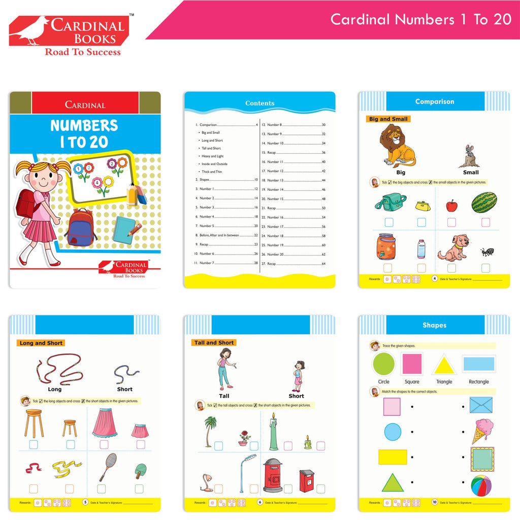 Cardinal Fun Learning Nursery Activity Books Set of 6|Number| Rhymes & Story| Phonic| English & Maths| Colouring Book for Kids Ages 3-4 Years | Grocsy
