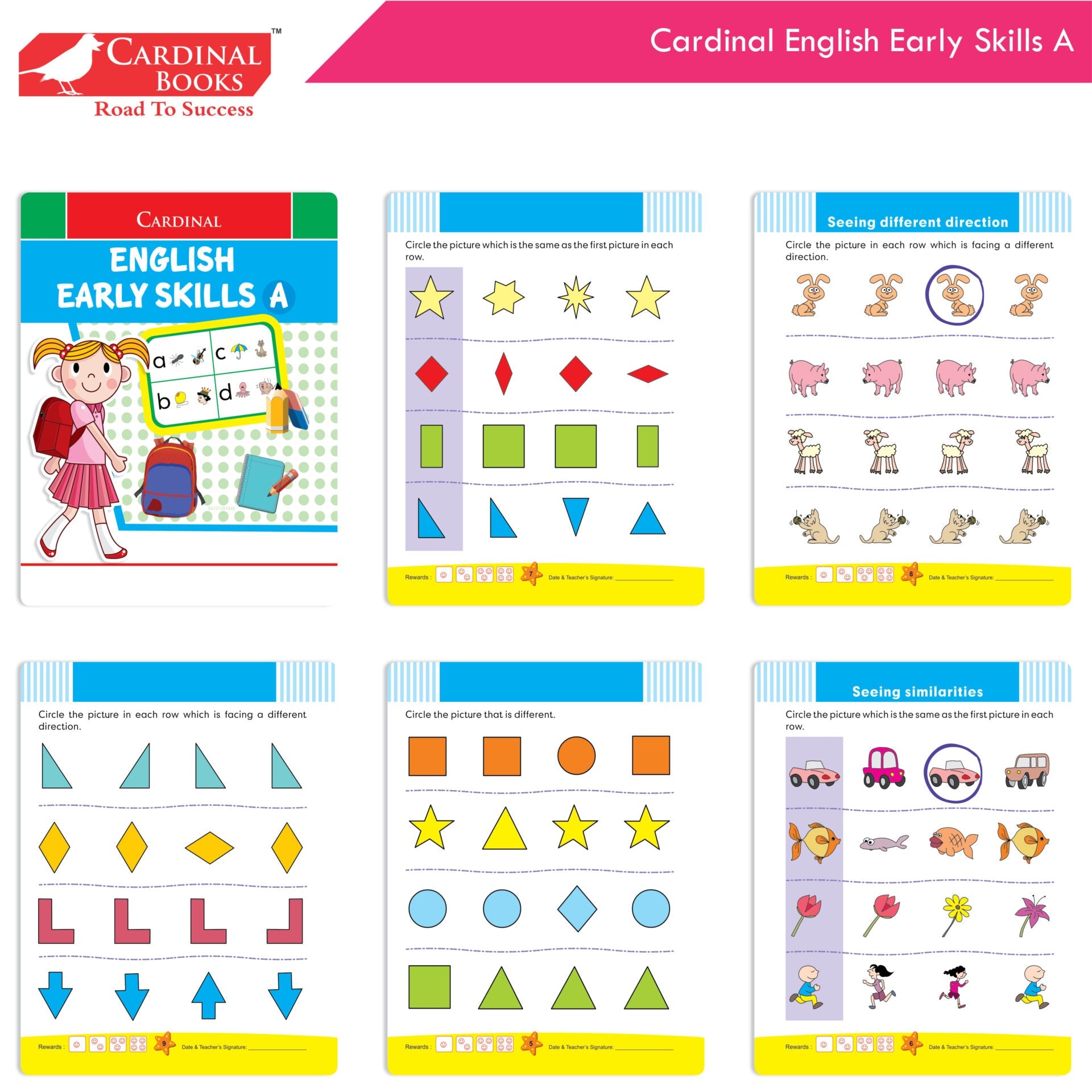 Cardinal Fun Learning Nursery Activity Books Set of 6|Number| Rhymes & Story| Phonic| English & Maths| Colouring Book for Kids Ages 3-4 Years | Grocsy