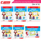 Cardinal Fun Learning Junior KG Activity Books Set of 6|Number| Rhymes & Story| Phonic| English & Maths Skill| Colouring Book For Kids Ages 4-5 Years | Grocsy