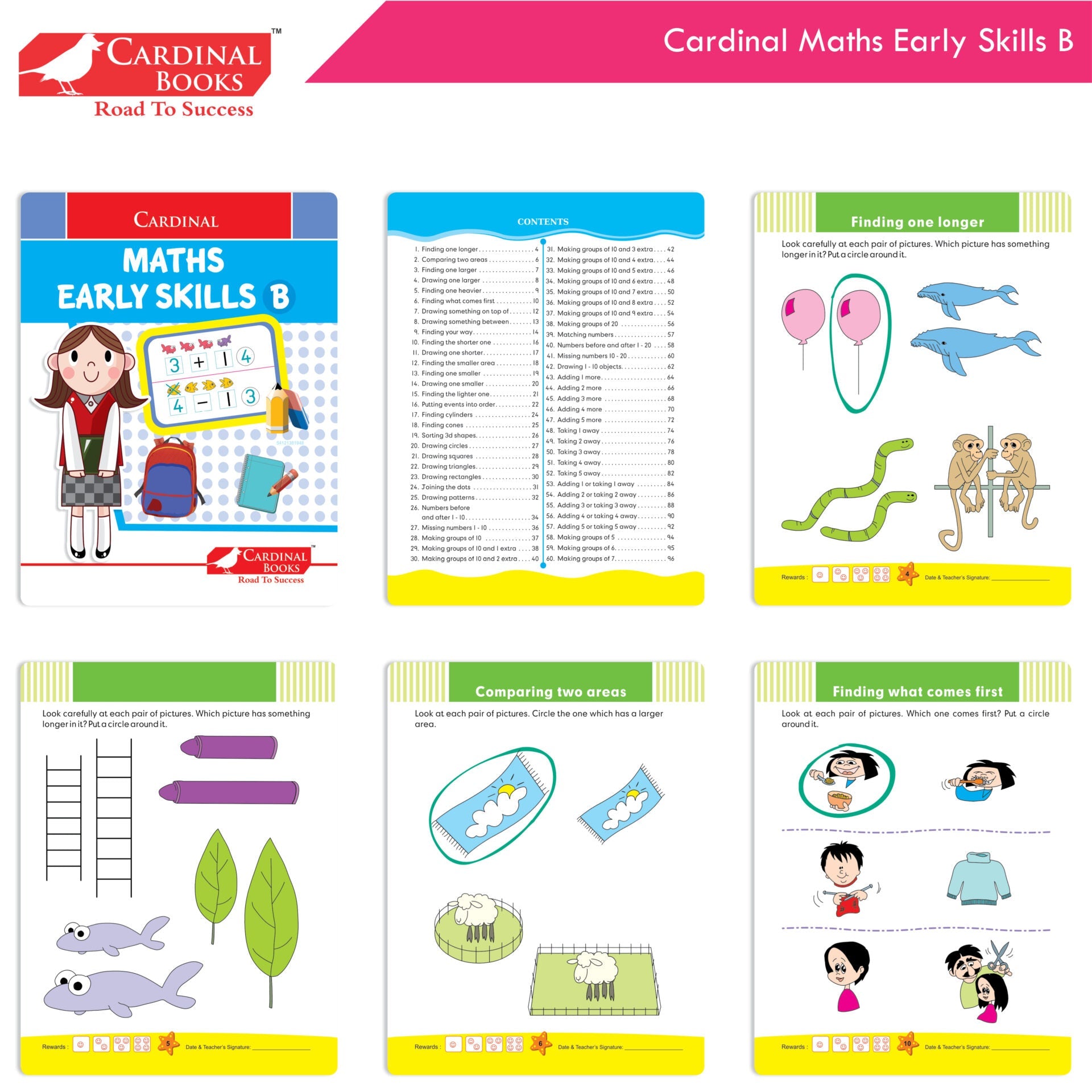 Cardinal Fun Learning Junior KG Activity Books Set of 6|Number| Rhymes & Story| Phonic| English & Maths Skill| Colouring Book For Kids Ages 4-5 Years | Grocsy