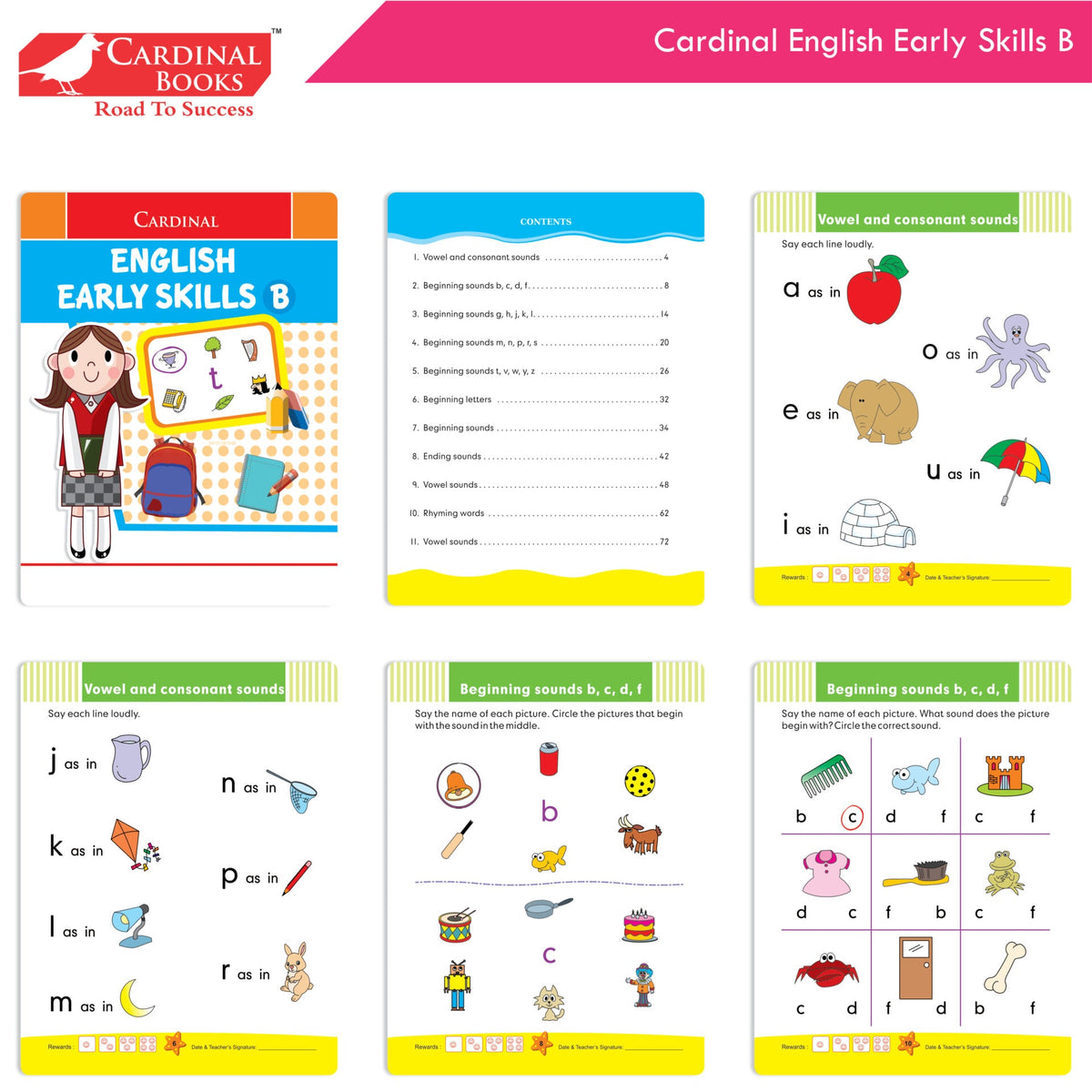 Cardinal Fun Learning Junior KG Activity Books Set of 6|Number| Rhymes & Story| Phonic| English & Maths Skill| Colouring Book For Kids Ages 4-5 Years | Grocsy