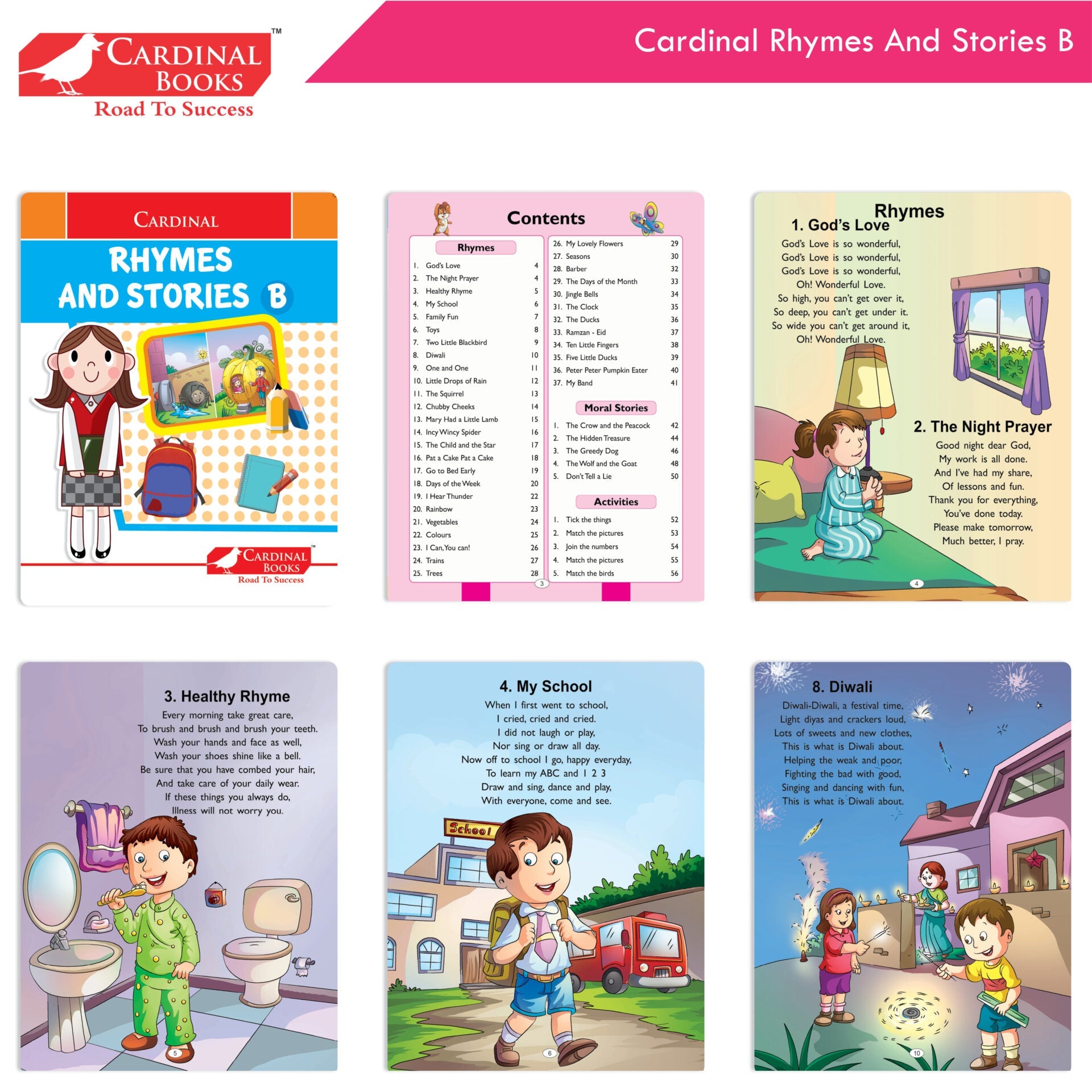 Cardinal Fun Learning Junior KG Activity Books Set of 6|Number| Rhymes & Story| Phonic| English & Maths Skill| Colouring Book For Kids Ages 4-5 Years | Grocsy