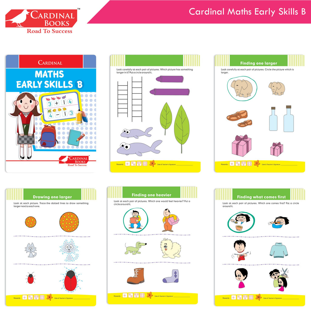 Cardinal Fun Learning Junior KG Activity Books Set of 6|Number| Rhymes & Story| Phonic| English & Maths Skill| Colouring Book For Kids Ages 4-5 Years | Grocsy