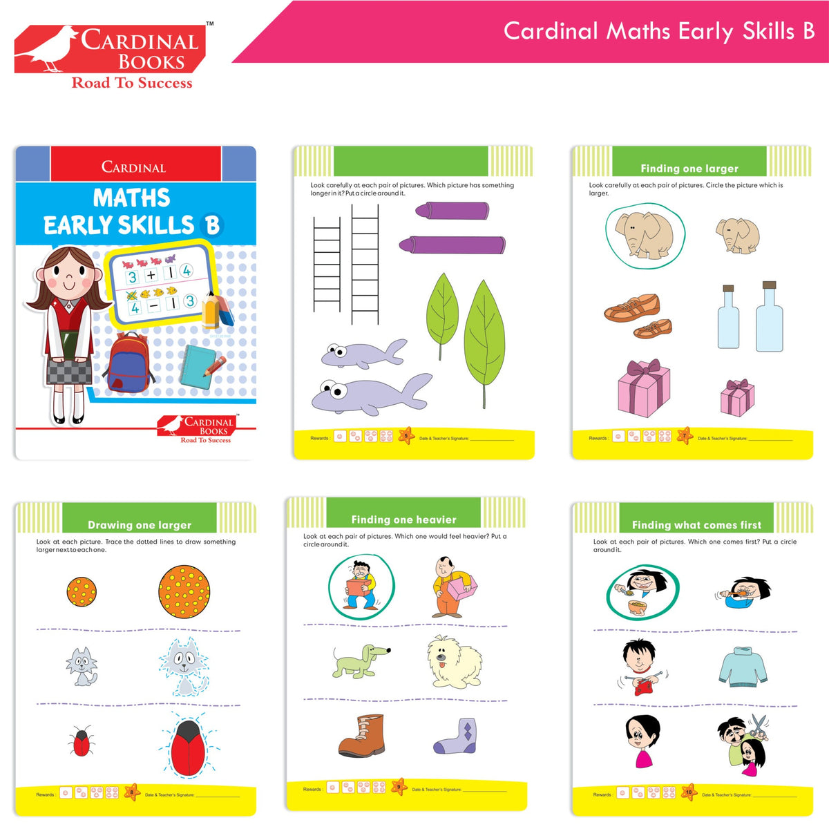 Cardinal Fun Learning Junior KG Activity Books Set of 6|Number| Rhymes & Story| Phonic| English & Maths Skill| Colouring Book For Kids Ages 4-5 Years | Grocsy