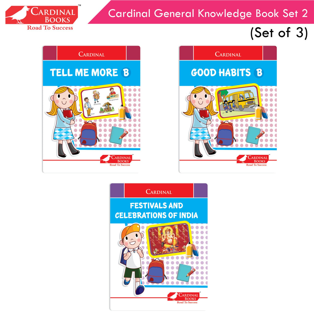 Cardinal General Knowledge Book 2 (Set of 3)|Good Habit B| Festival & Celebration of India| Tell Me More B| Combo Book Set| Ages 3-7 Years | Grocsy