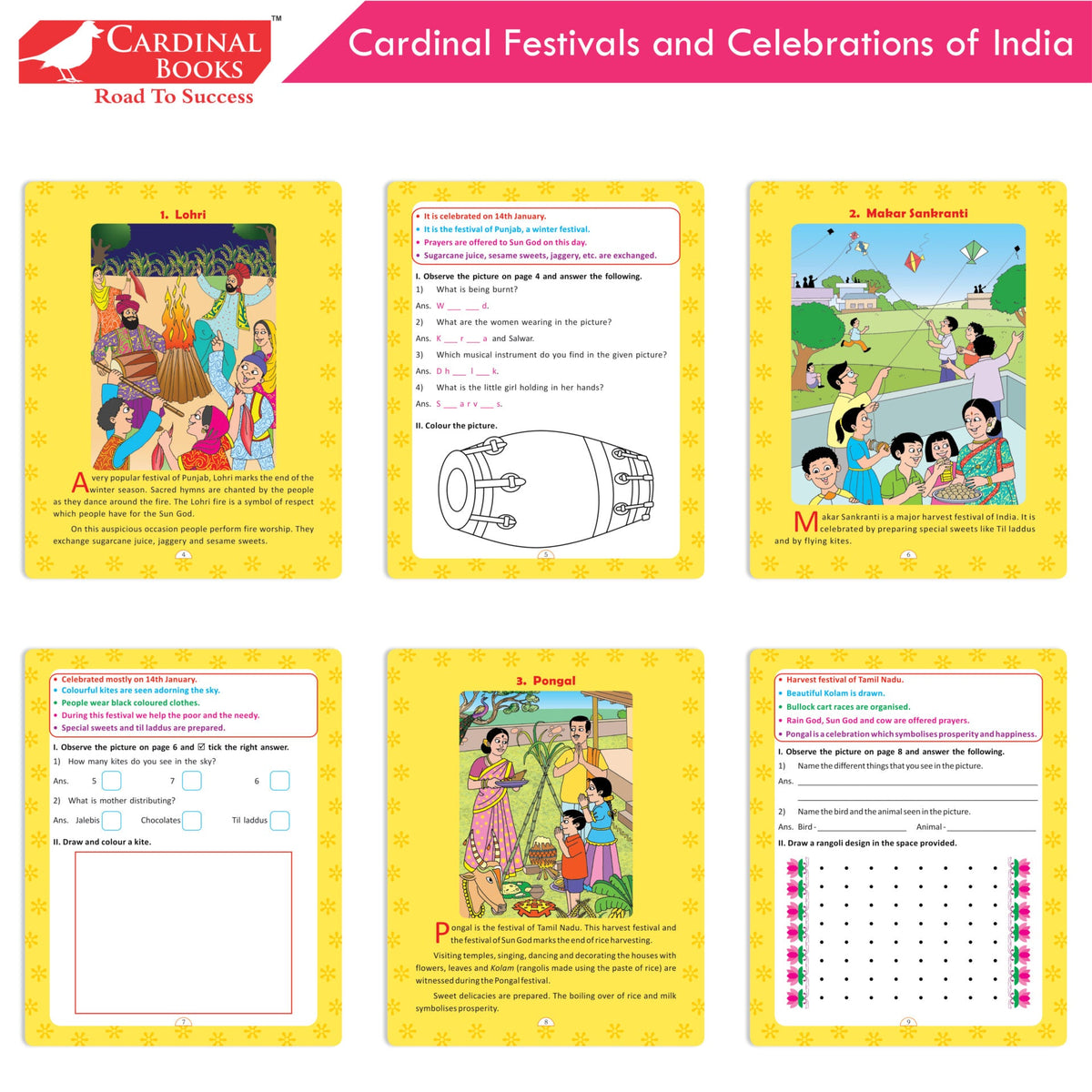 Cardinal General Knowledge Book 2 (Set of 3)|Good Habit B| Festival & Celebration of India| Tell Me More B| Combo Book Set| Ages 3-7 Years | Grocsy