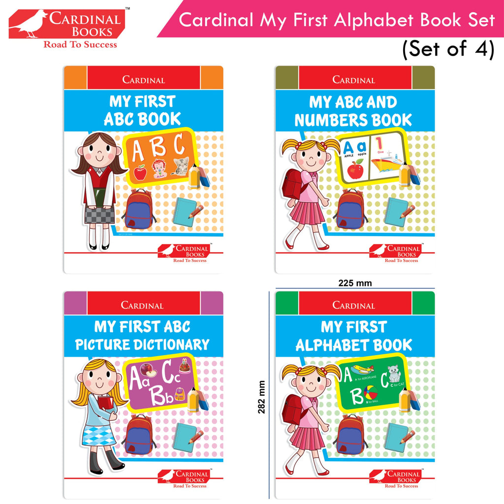 Cardinal My First Alphabet Books Set of 4| Alphabet Picture Book| My First ABC & Number Book| Picture Dictionary| Kindergarten Book| Ages 3-6 Years | Grocsy