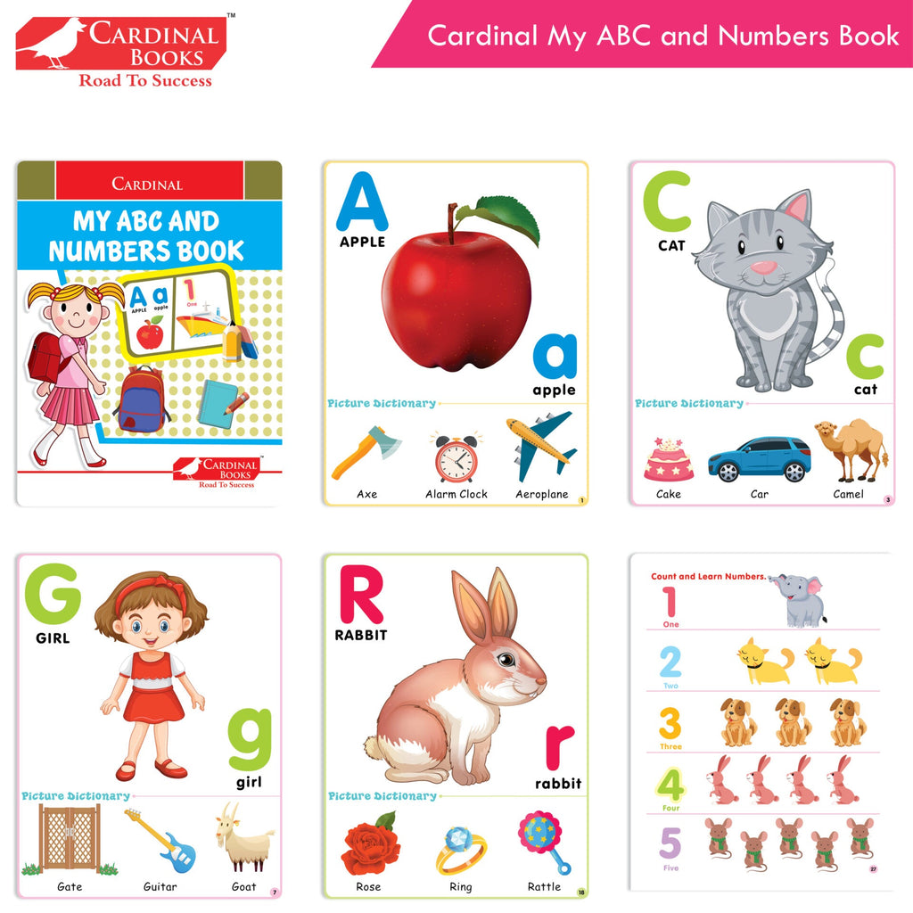 Cardinal My First Alphabet Books Set of 4| Alphabet Picture Book| My First ABC & Number Book| Picture Dictionary| Kindergarten Book| Ages 3-6 Years | Grocsy