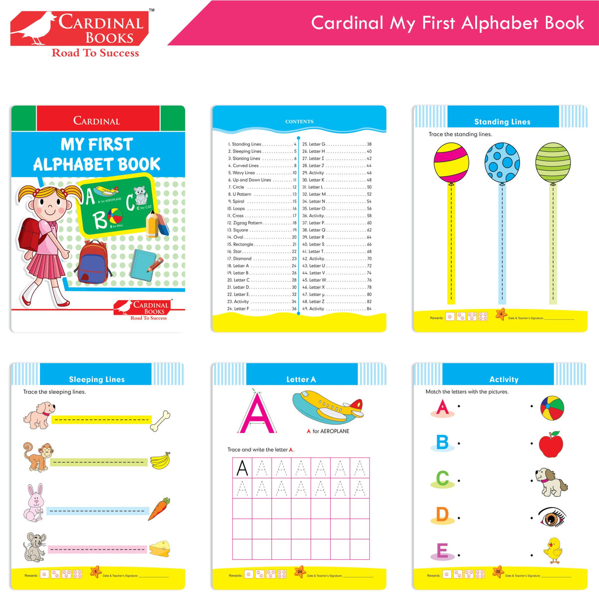 Cardinal My First Alphabet Books Set of 4| Alphabet Picture Book| My First ABC & Number Book| Picture Dictionary| Kindergarten Book| Ages 3-6 Years | Grocsy