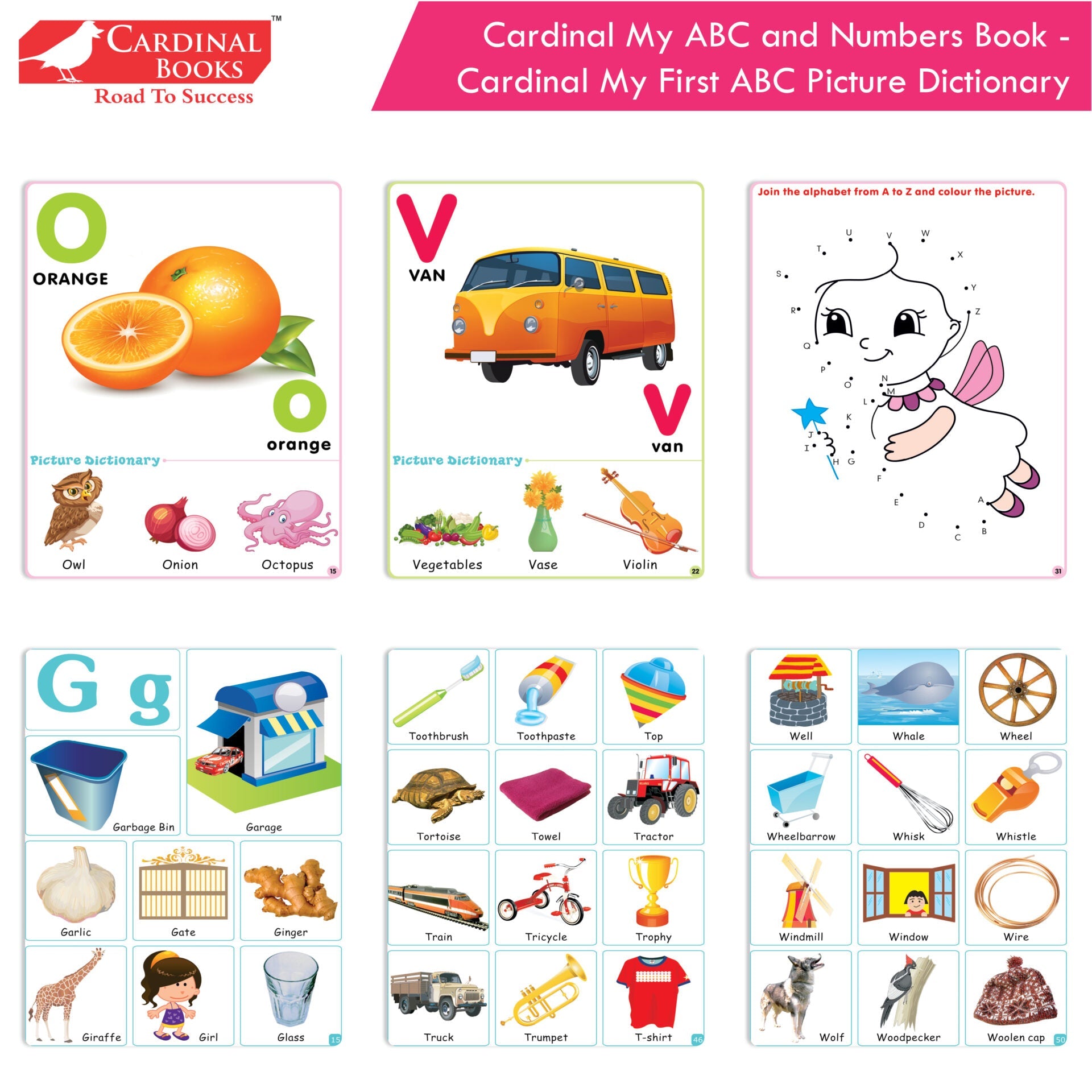 Cardinal My First Alphabet Books Set of 4| Alphabet Picture Book| My First ABC & Number Book| Picture Dictionary| Kindergarten Book| Ages 3-6 Years | Grocsy