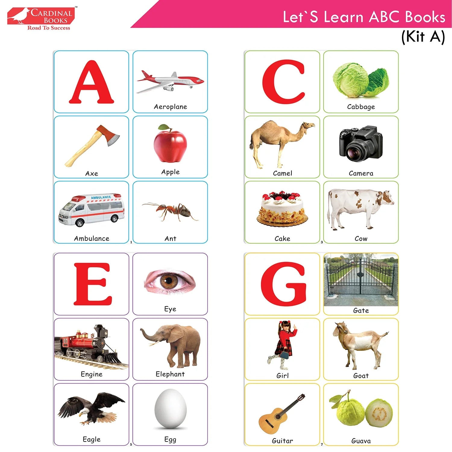 Cardinal Books Preschool Learning Playgroup (Preparatory Pre-Nursery) Kit A| Ages 2-3 Years| My First ABC Picture Dictionary | Grocsy