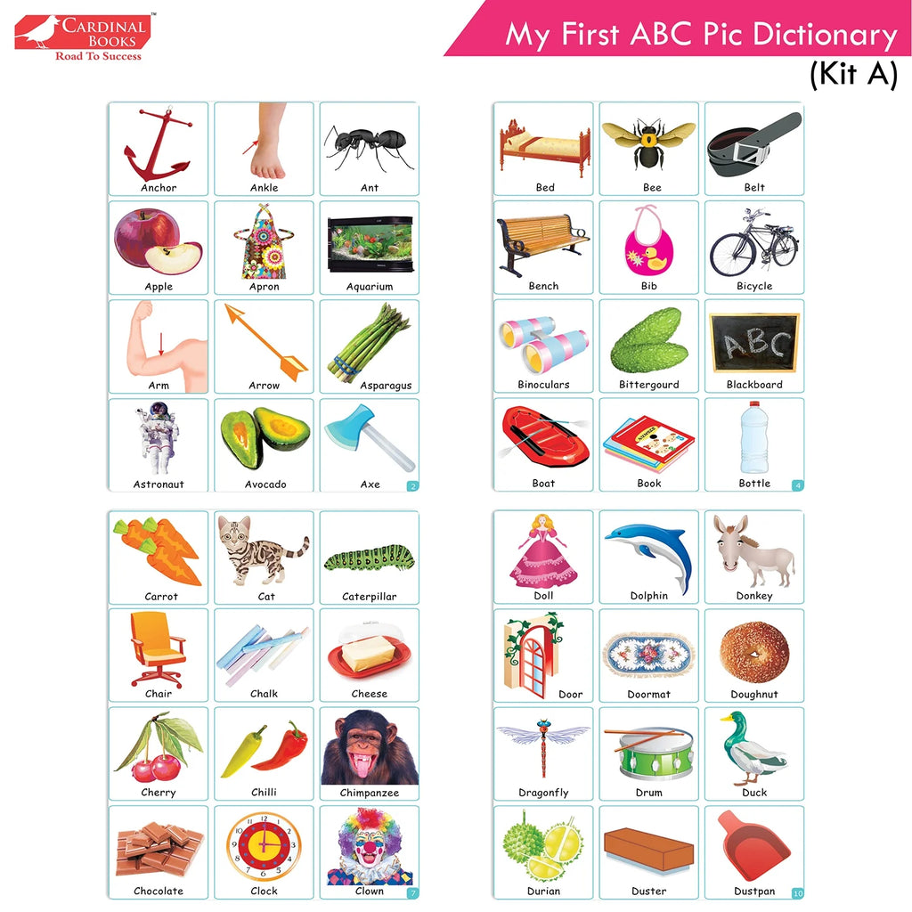 Cardinal Books Preschool Learning Playgroup (Preparatory Pre-Nursery) Kit A| Ages 2-3 Years| My First ABC Picture Dictionary | Grocsy