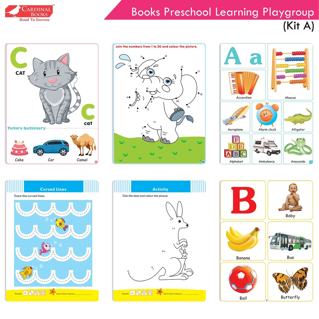 Cardinal Books Preschool Learning Playgroup (Preparatory Pre-Nursery) Kit A| Ages 2-3 Years| My First ABC Picture Dictionary | Grocsy