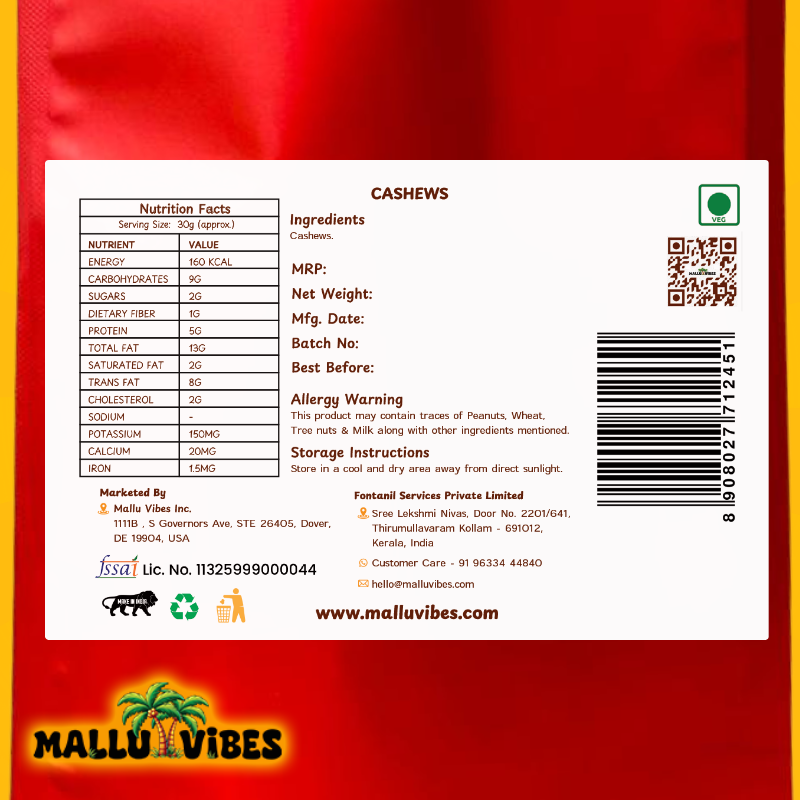 Mallu Vibes Exotic Cashews | Grocsy
