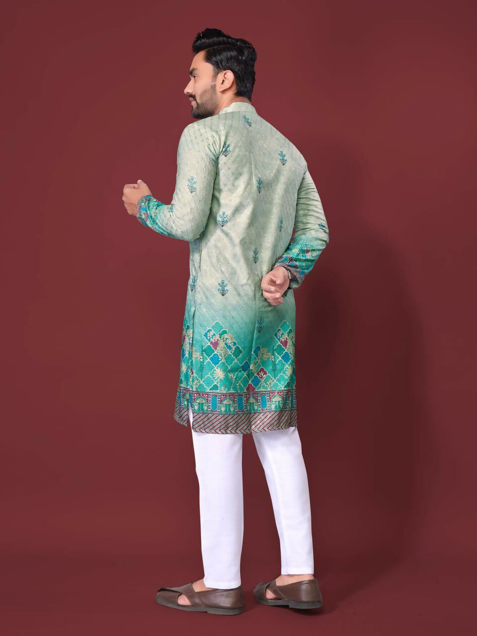 Anaita Light Green Multi Colour Kurta | Grocsy
