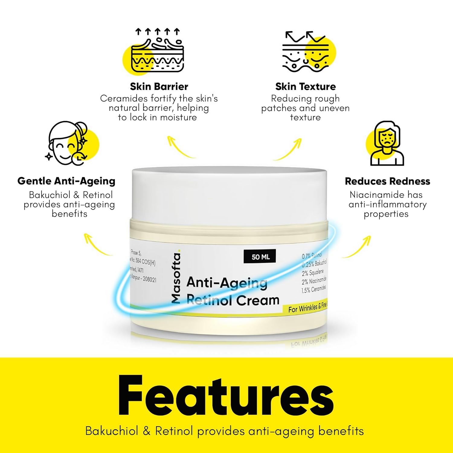Masofta Anti Ageing Retinol Night Cream | Grocsy