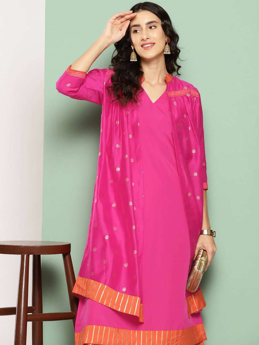 Ahalyaa Women's Traditional wear Kurta Set - Pink | Grocsy