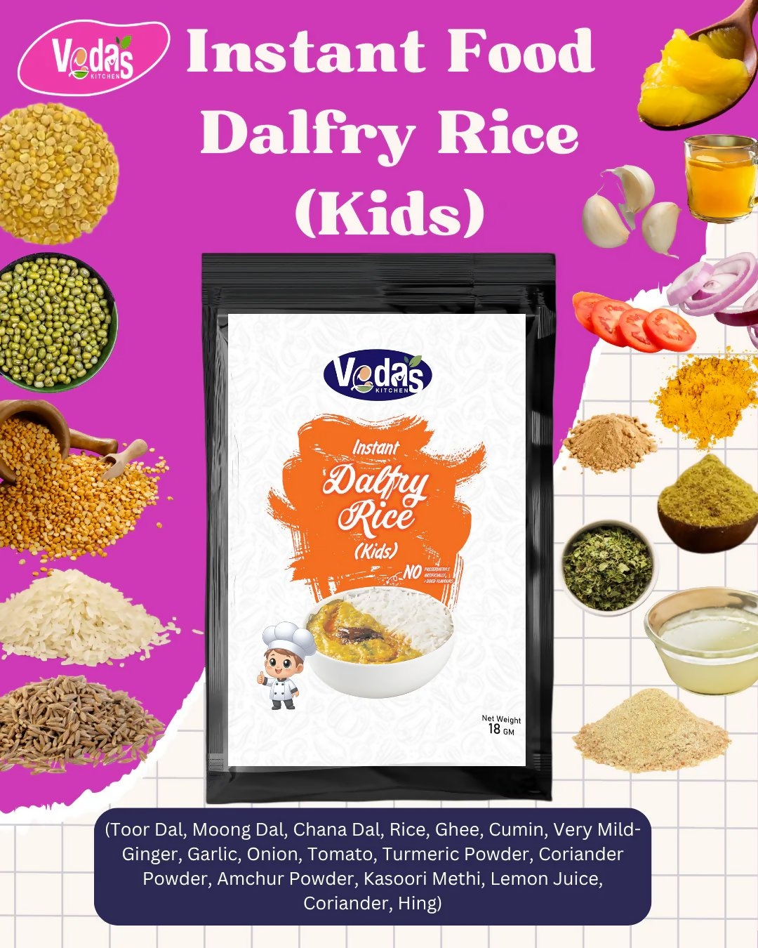 Vedas Kitchen Dal-Fry Rice (Kids) | Grocsy