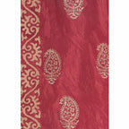 A R Silk Women's Gold Print Silk Mehroon Dupattas and Chunnis | Grocsy