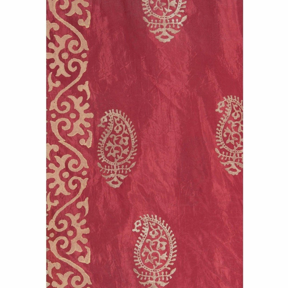 A R Silk Women's Gold Print Silk Mehroon Dupattas and Chunnis | Grocsy