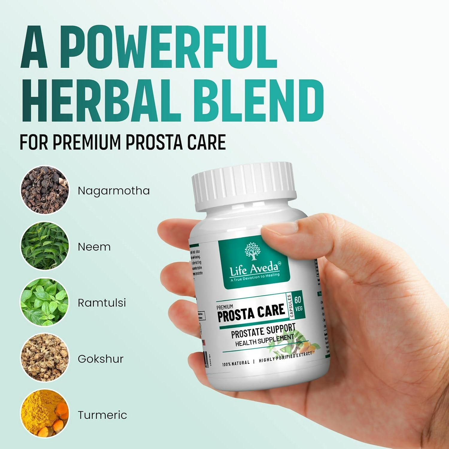 Life Aveda 100% Natural Ayurvedic Premium Prosta Care Capsule For Men's | Grocsy
