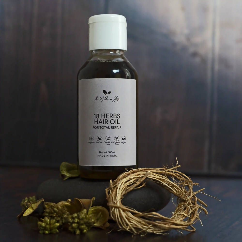 The Wellness Shop 18 Herbs Hair Oil For Total Repair | Grocsy