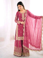 Teeya Creation Womens New Trendy Embroidery Coding And Sequence Work Pink Kurta Set | Grocsy