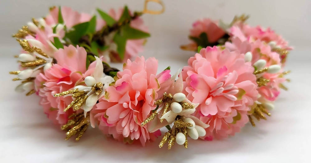Peach Bridal Gajra Hair Accessories | Grocsy