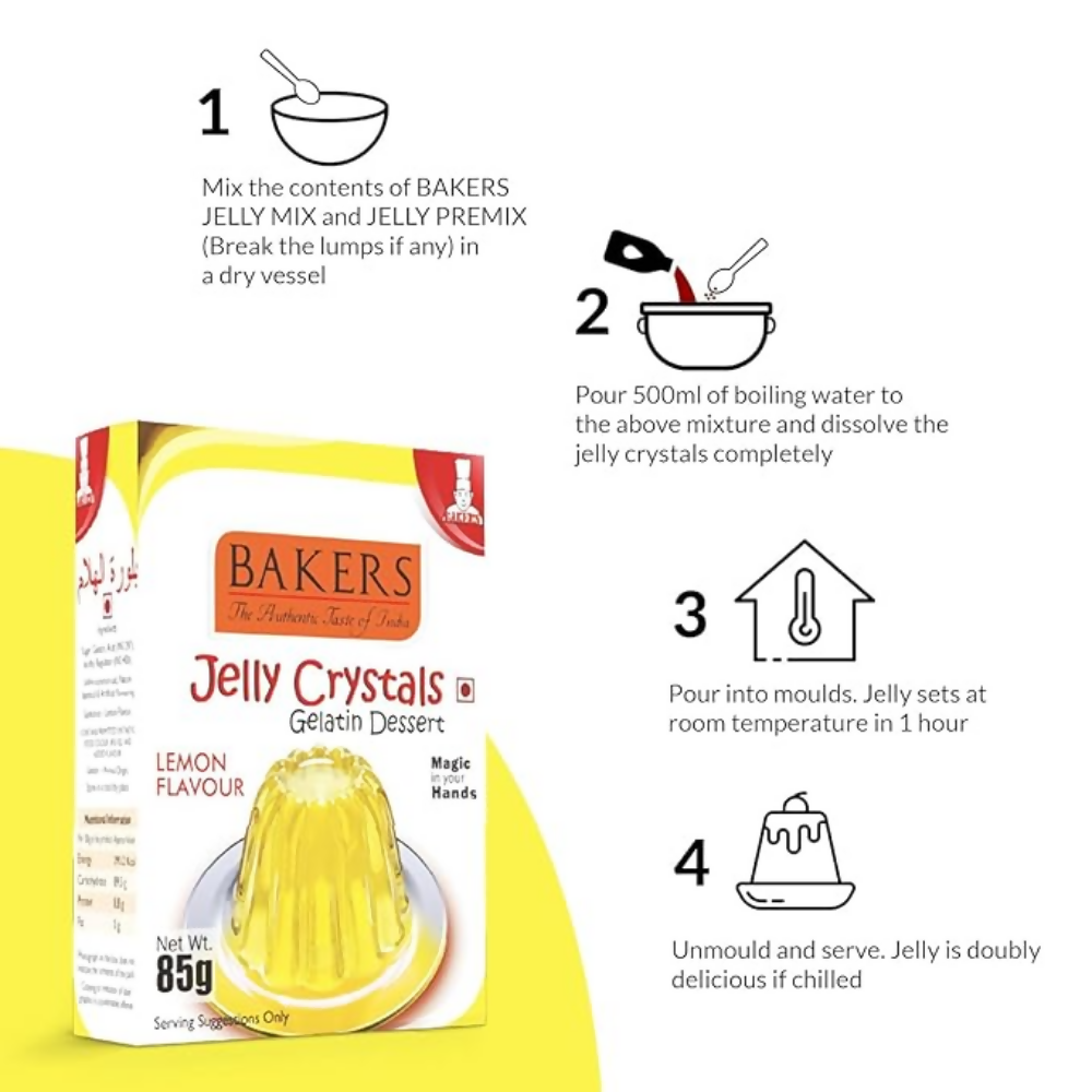 BAKERS Jelly Crystals (Gelatin Dessert) - Lemon | Grocsy