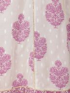 Aramya Anarkali Soft Cotton Floral Print Women's Kurta - White | Grocsy