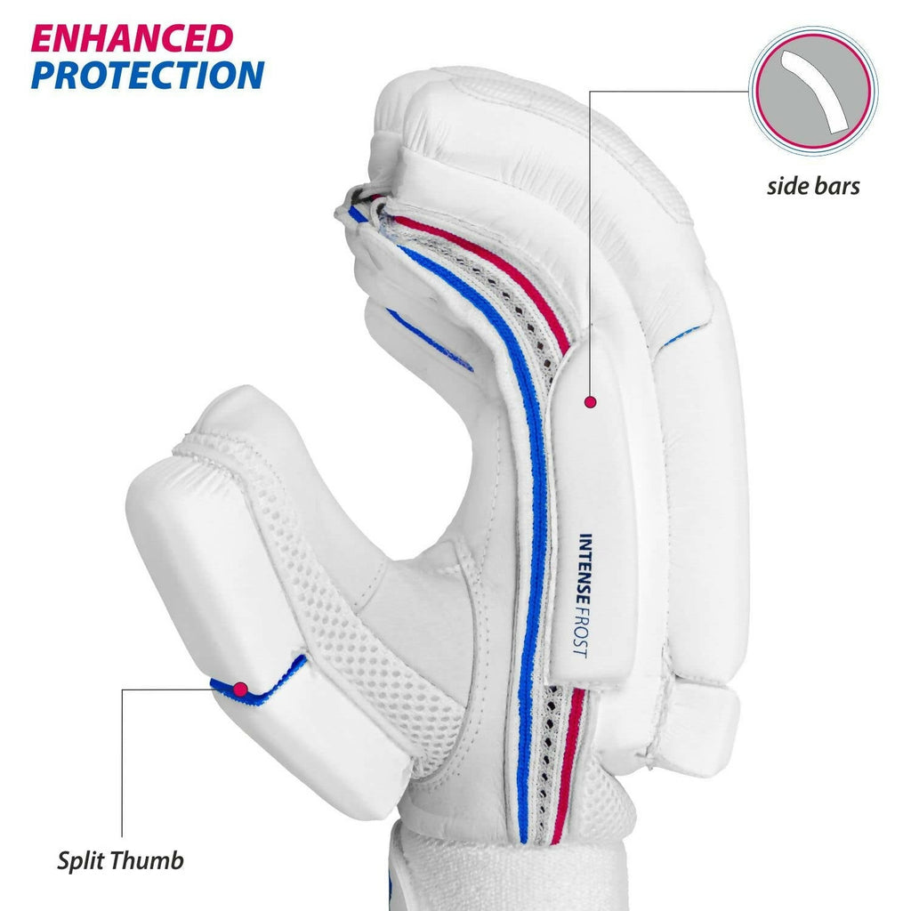 DSC Intense Frost Leather Cricket Batting Gloves for Mens - Right Hand, White, One Size | Grocsy