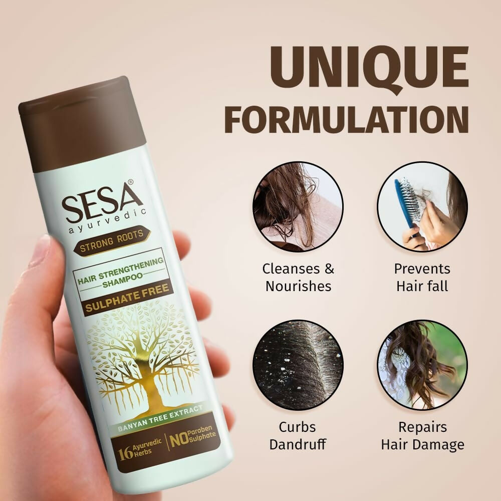Sesa Strong Roots Sulphate Free Hair Strengthening Shampoo | Grocsy